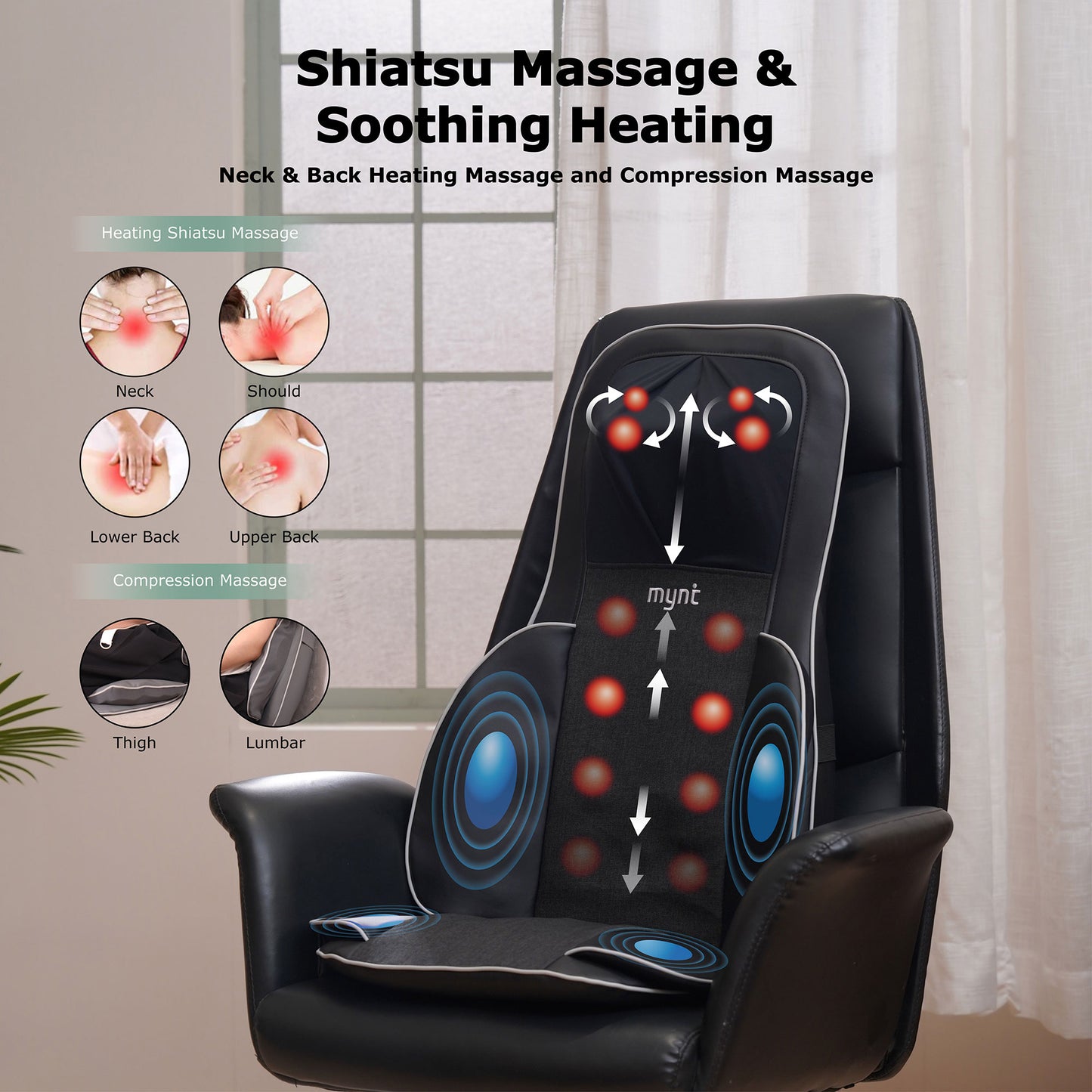 Mynt Shiatsu Back Massager with Air Compression Massage