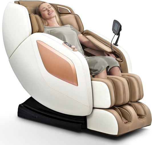 Massage Chair Full Body with Heat, Full Body Zero Gravity Shiatsu Massage Chair, Kneading Massage Chair Recliner with SL-Track, Foot Massage, Bluetooth, USB Charging Port MU313 (White)