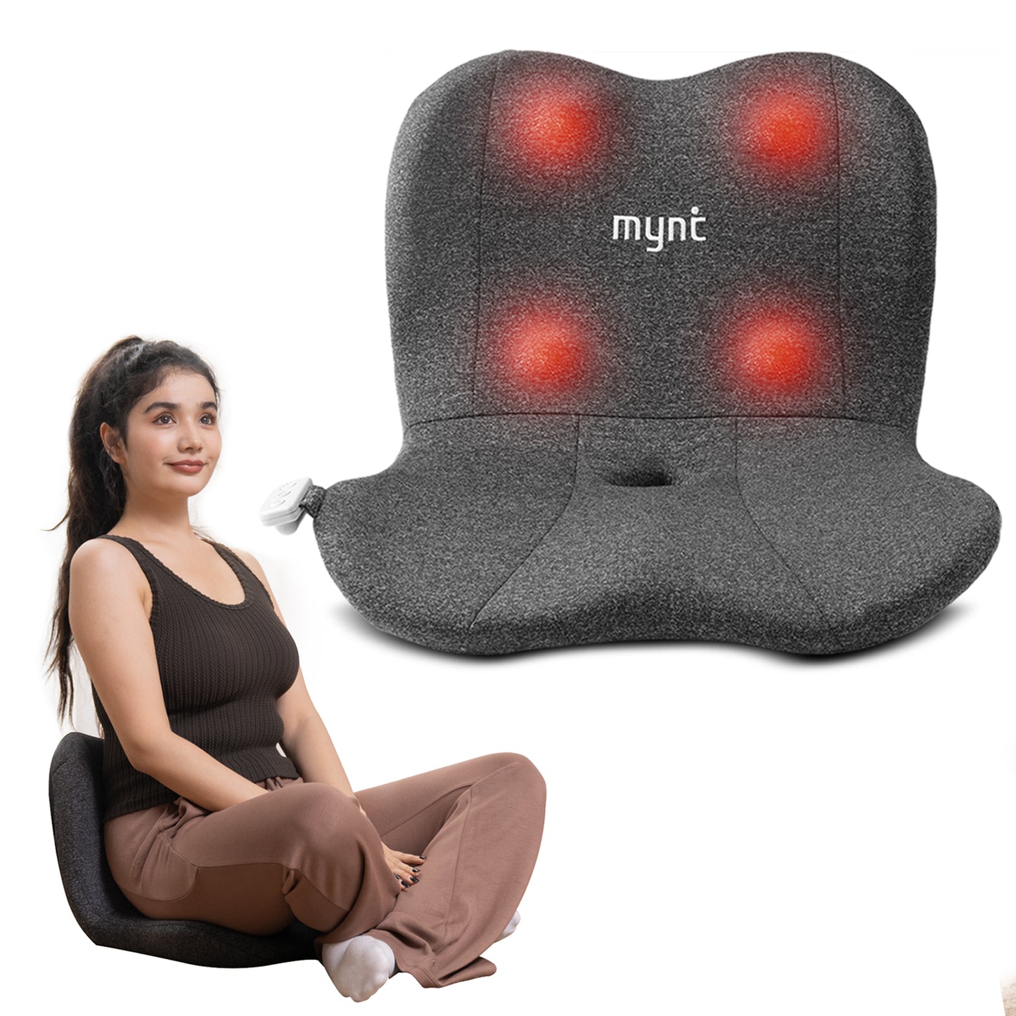 Mynt Lumbar & Hip Rolling Massage Seat Cushion with Heat