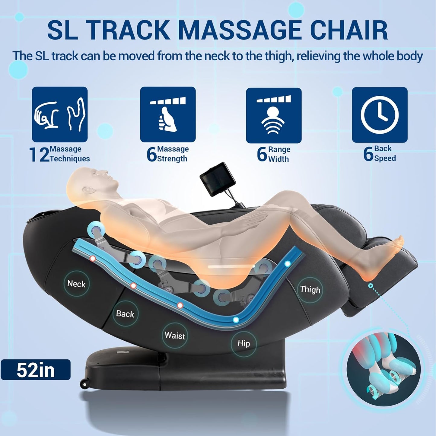 MYNTA 3D Massage Chair, Zero Gravity Massage Chair, Massage Chair Full Body, The Sl Track, Bigger Massage Chair, 12 Auto Massage Modes, Lumbar and Calf Heating Massage Chair