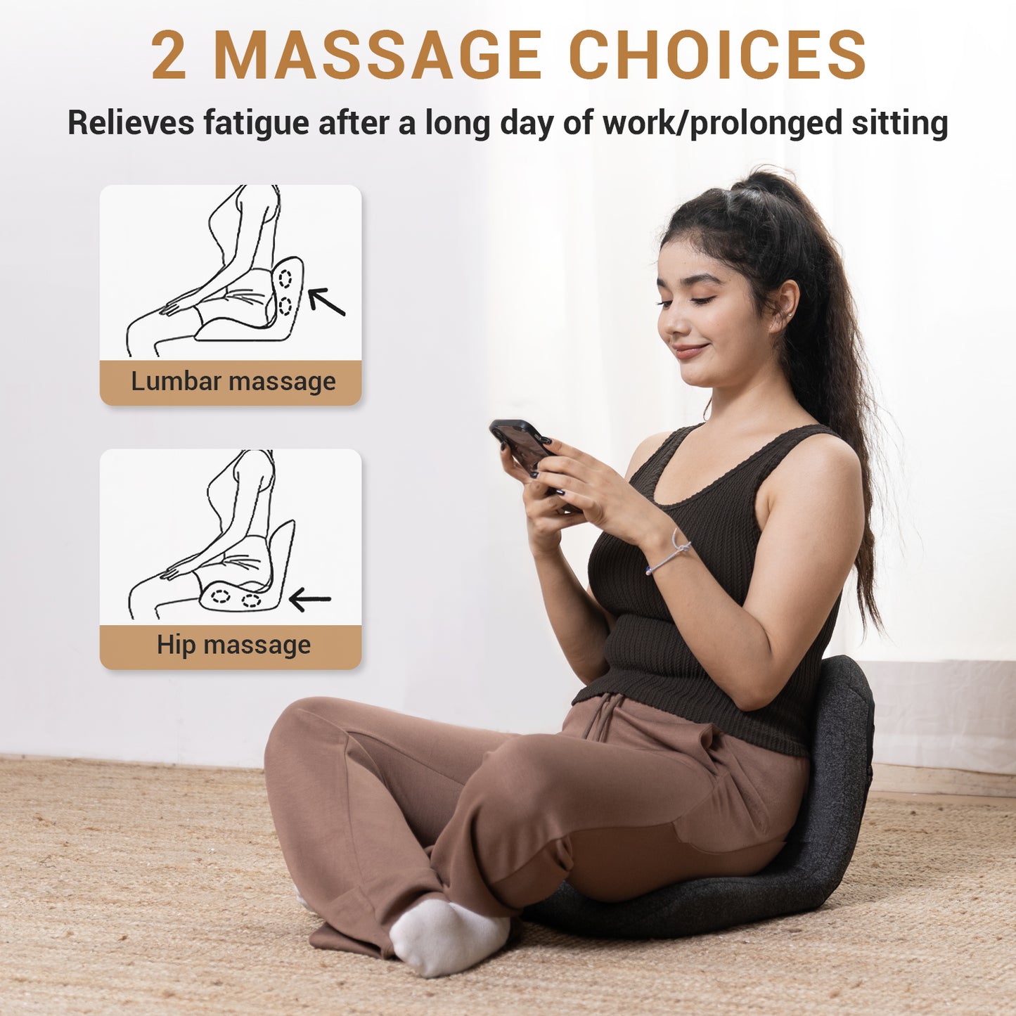 Mynt Lumbar & Hip Rolling Massage Seat Cushion with Heat