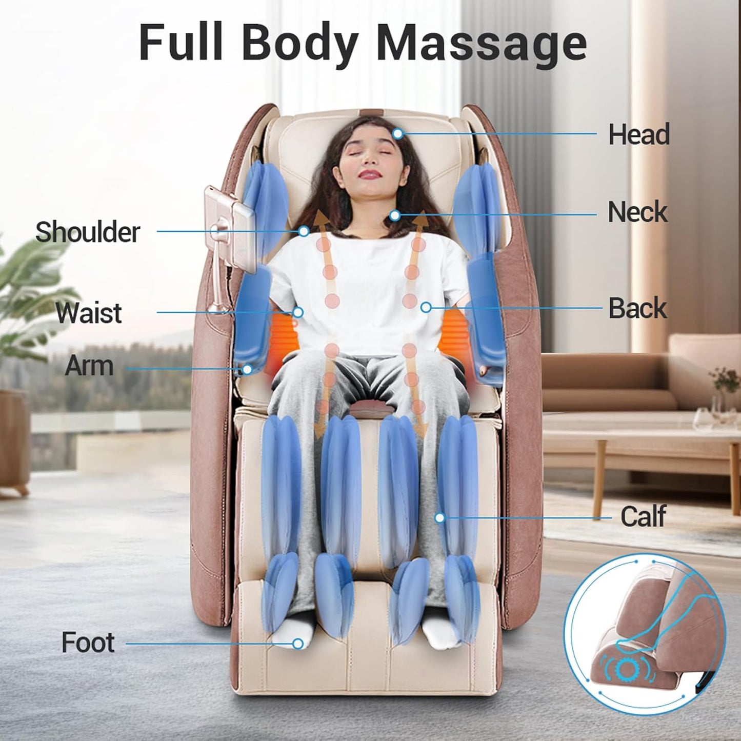 MYNTA 2025 Massage Chair, SL-Track Shiatsu Zero Gravity Full Body Massage Recliner with 170° Recling, White Noise, MC1620