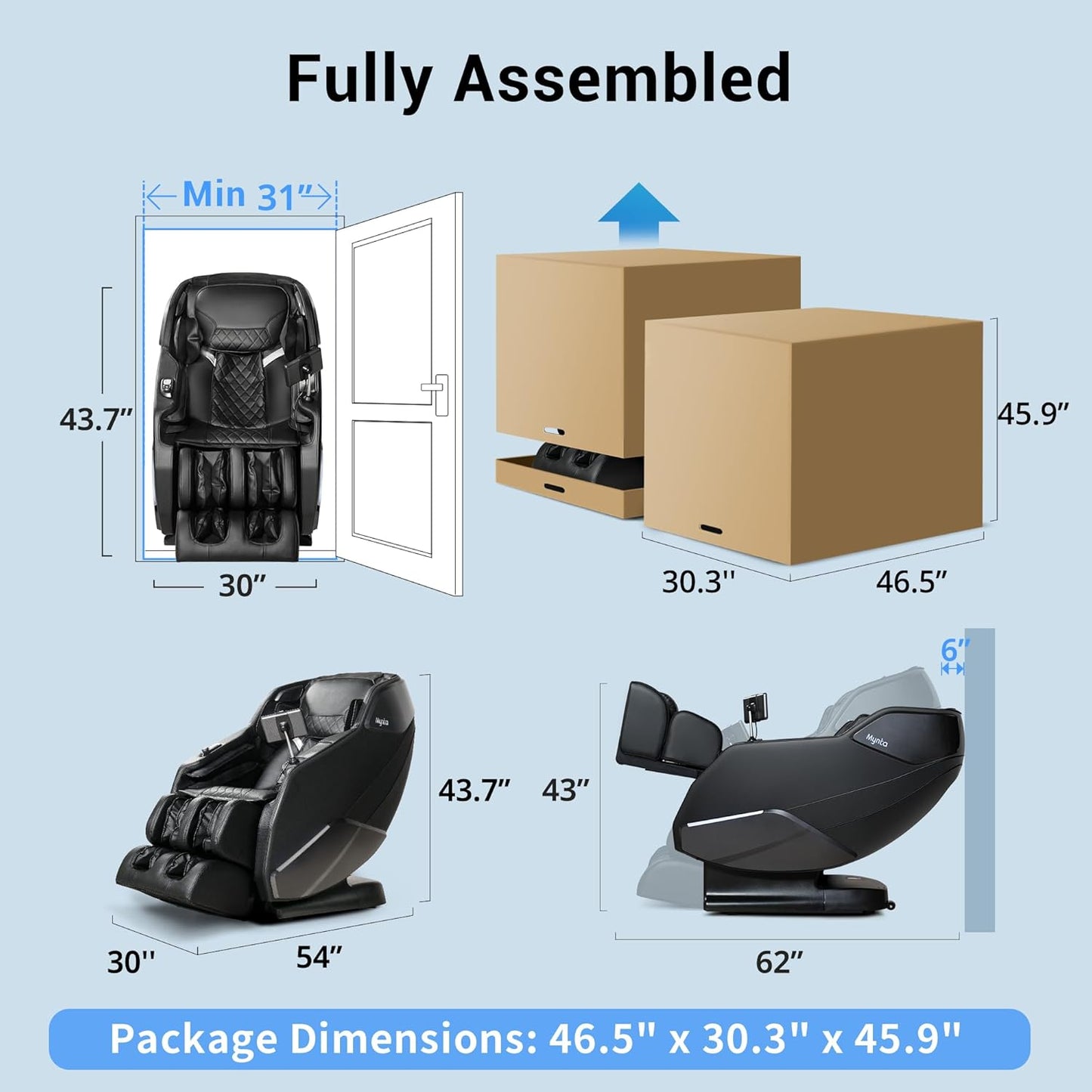 2024 Mynta Massage Chair Full Body with Heat, Zero Gravity SL-Track Shiatsu 3D Massage Chairs with O2 Ionizer