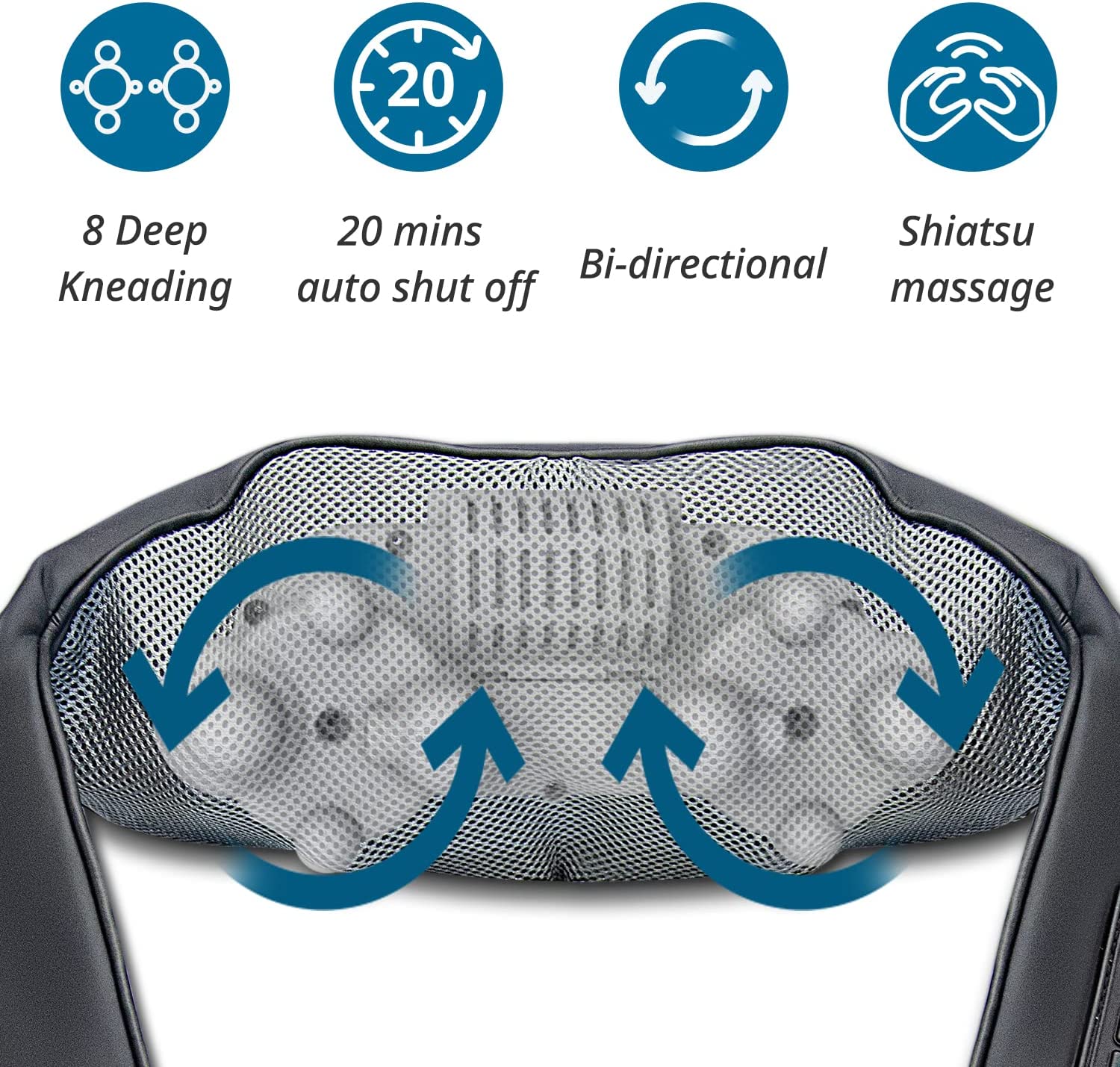 RESTECK Shiatsu Cordless Neck and Back Kneading Massager Therapy Pillow w/  heat