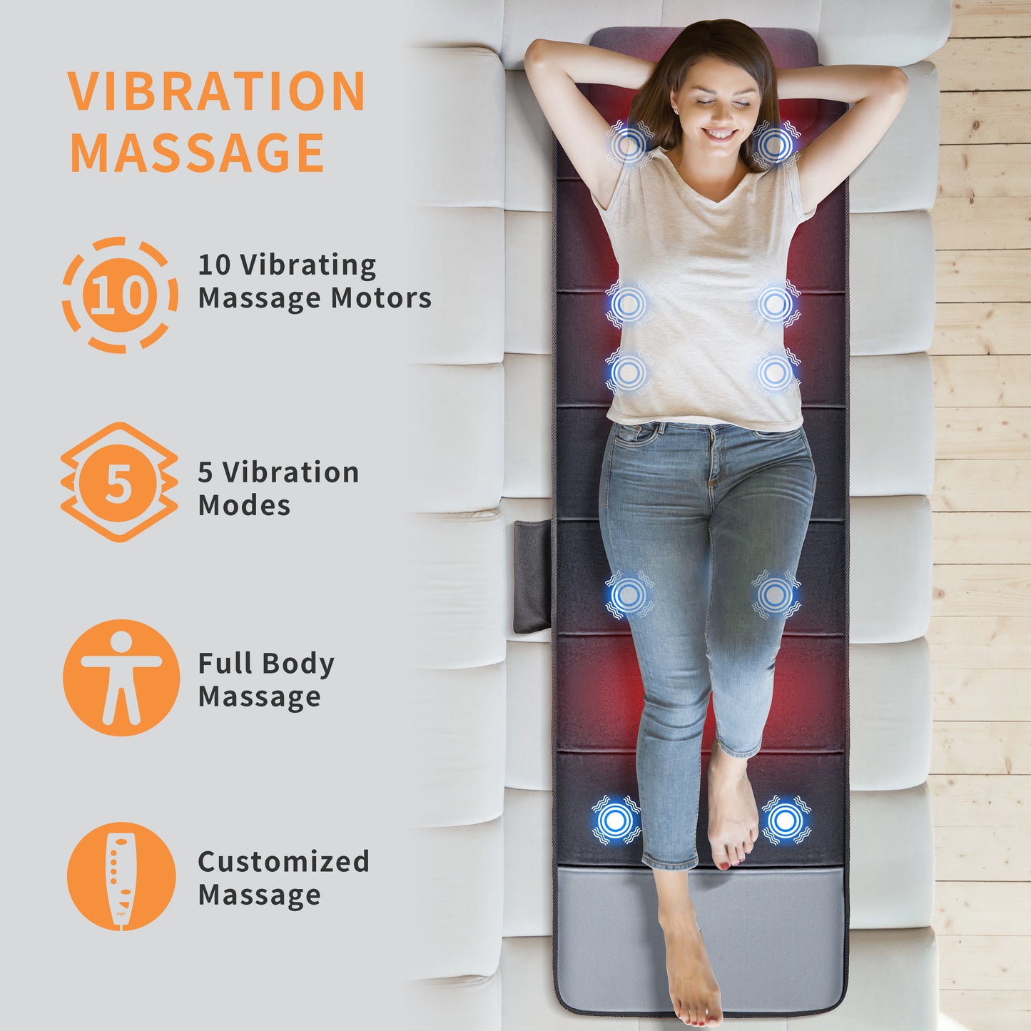 Foldable Massage Mat Full Body Massager w/ Heat & 10 Vibration Motors